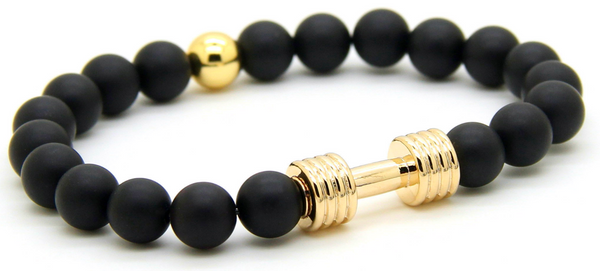 Dumbbell Black Matte Agate Bracelet