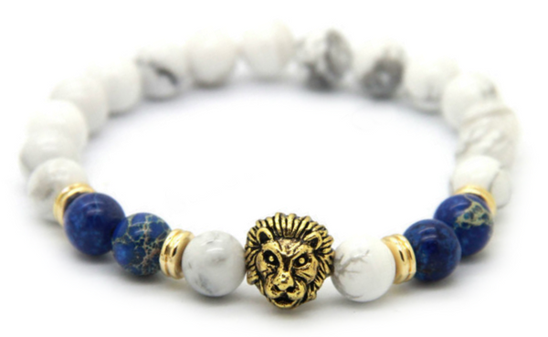 White Howlite Lion Bracelet