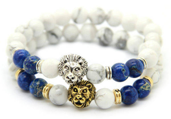 White Howlite Lion Bracelet