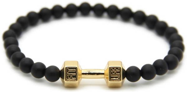 Black Matte Agate Dumbbell Bracelet