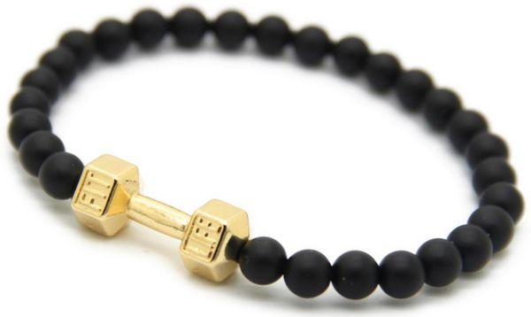 Black Matte Agate Dumbbell Bracelet