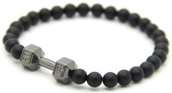 Black Matte Agate Dumbbell Bracelet