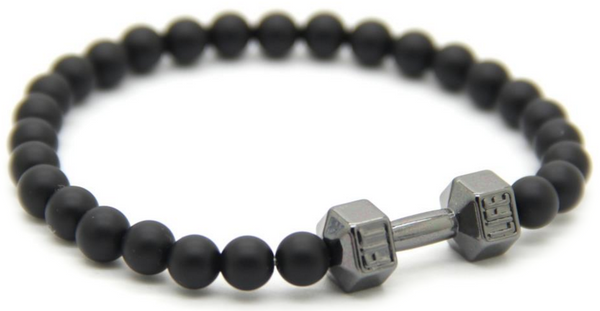 Black Matte Agate Dumbbell Bracelet