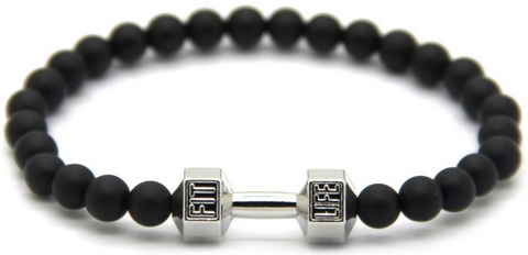 Black Matte Agate Dumbbell Bracelet