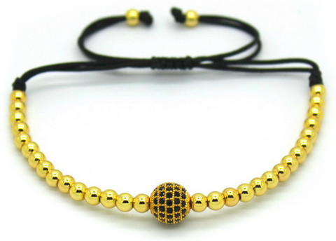 18kt Zircon Disco Ball Macrame Bracelet