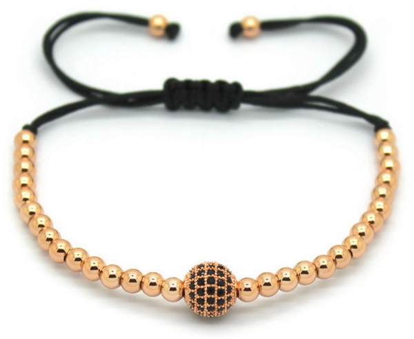 18kt Zircon Disco Ball Macrame Bracelet