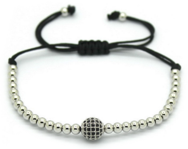 18kt Zircon Disco Ball Macrame Bracelet