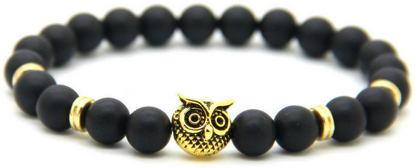 Owl Matte Agate Bracelet