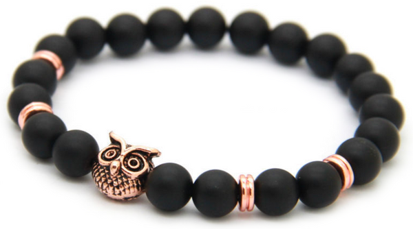 Owl Matte Agate Bracelet