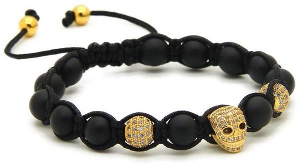 18kt Skull Braided Bracelet