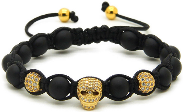 18kt Skull Braided Bracelet