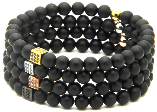 18kt Squared Black Agate Bracelet