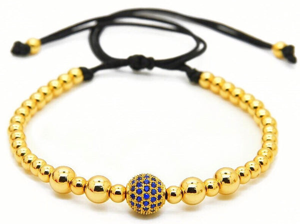 18kt Blue Disco Ball Macrame Bracelet