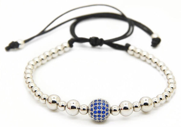 18kt Blue Disco Ball Macrame Bracelet