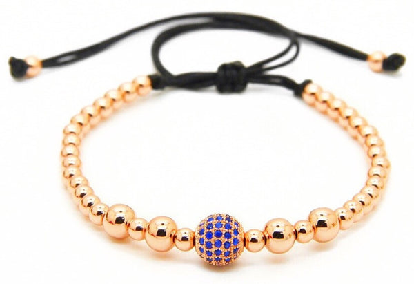 18kt Blue Disco Ball Macrame Bracelet