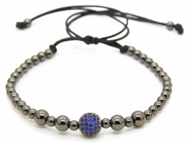 18kt Blue Disco Ball Macrame Bracelet