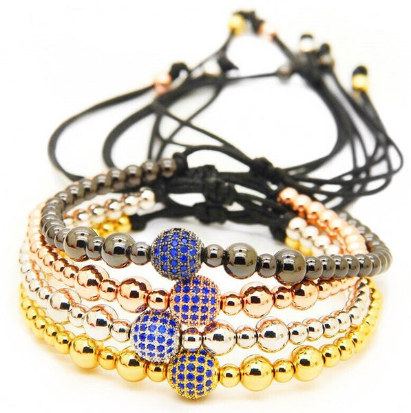 18kt Blue Disco Ball Macrame Bracelet