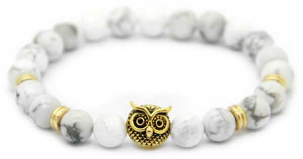 White Howlite Owl Bracelet