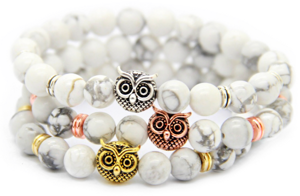 White Howlite Owl Bracelet